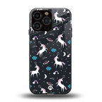 spatial unicorn galaxy back phone cover | glass case for iphone 14 pro max