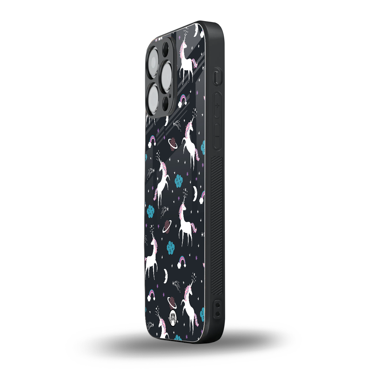 spatial unicorn galaxy back phone cover | glass case for iphone 14 pro max