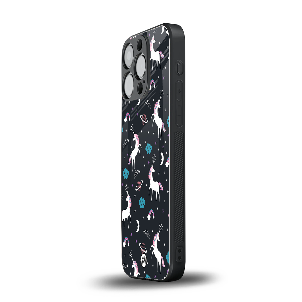 spatial unicorn galaxy back phone cover | glass case for iphone 15 pro