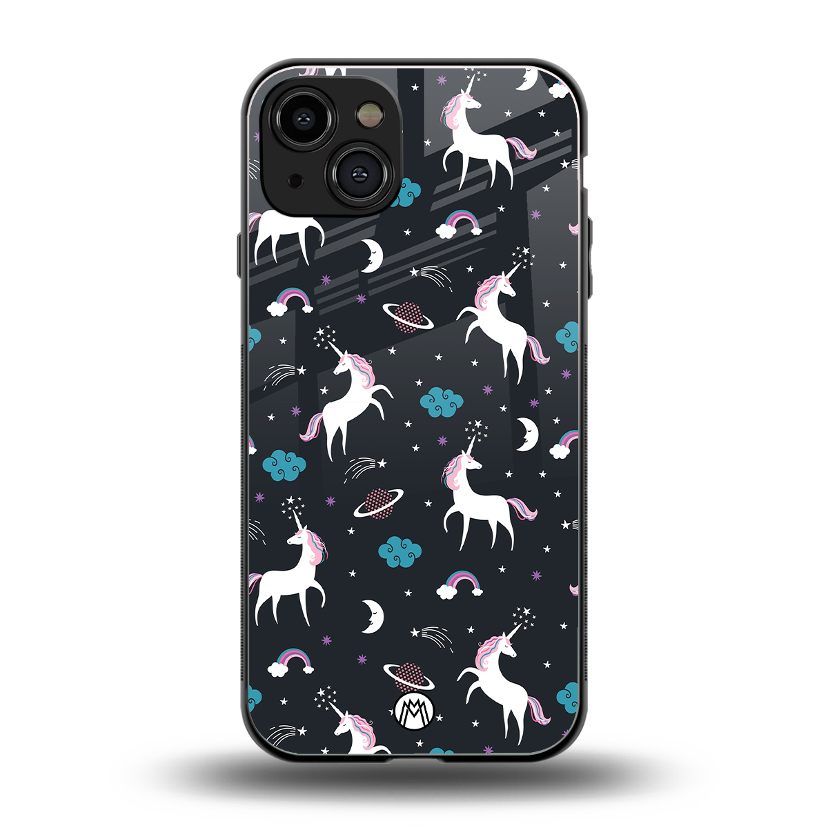 spatial unicorn galaxy back phone cover | glass case for iphone 15