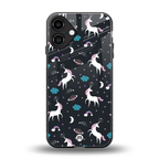 spatial unicorn galaxy back phone cover | glass case for iphone 16 plus