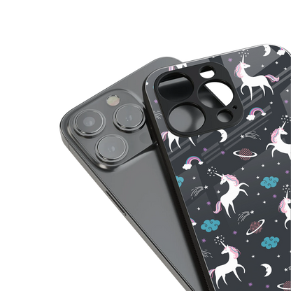spatial unicorn galaxy back phone cover | glass case for iphone 13 pro max
