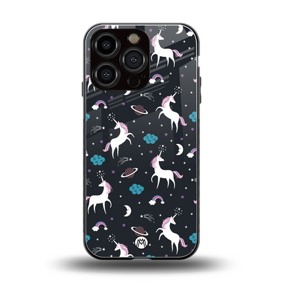 spatial unicorn galaxy back phone cover | glass case for iphone 16 pro