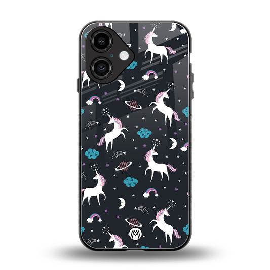 spatial unicorn galaxy back phone cover | glass case for iphone 16