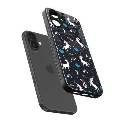 spatial unicorn galaxy back phone cover | glass case for iphone 16