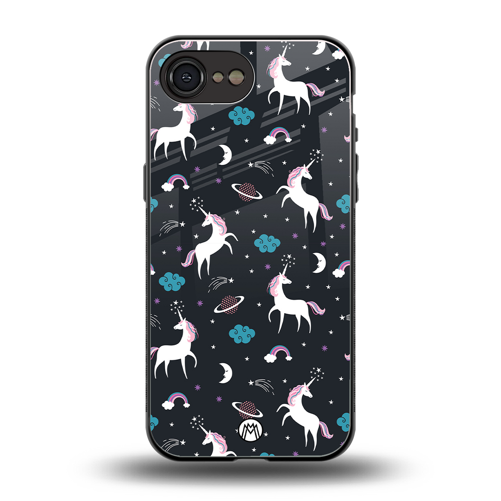 spatial unicorn galaxy back phone cover | glass case for iphone 16e