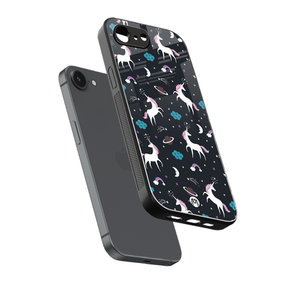 spatial unicorn galaxy back phone cover | glass case for iphone 16e