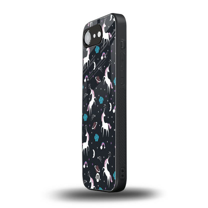 spatial unicorn galaxy back phone cover | glass case for iphone 16e