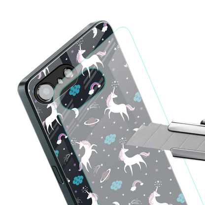 spatial unicorn galaxy back phone cover | glass case for iphone 16e