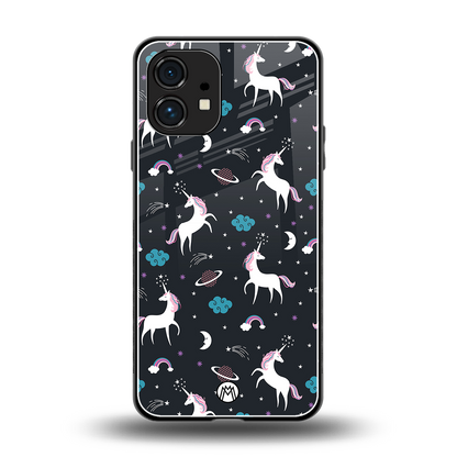 spatial unicorn galaxy back phone cover | glass case for nothing phone 1