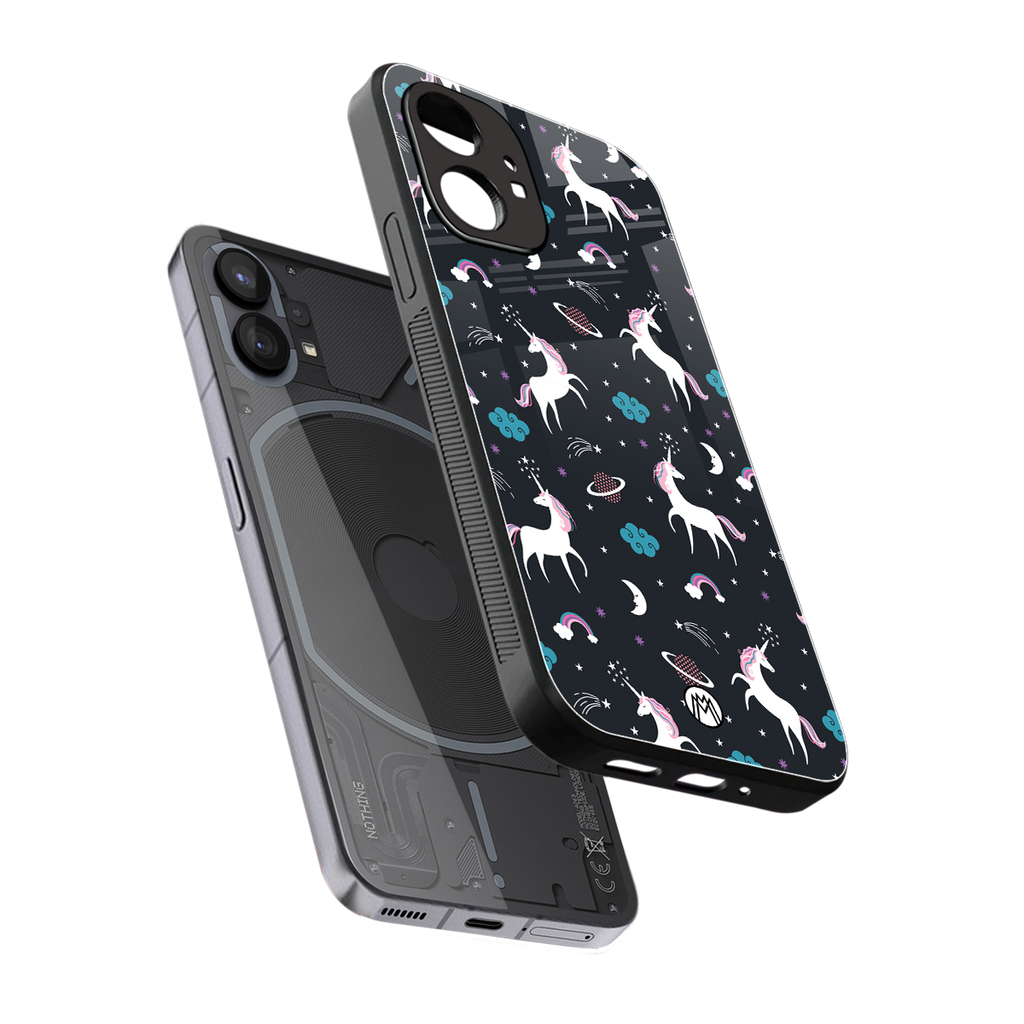 spatial unicorn galaxy back phone cover | glass case for nothing phone 1