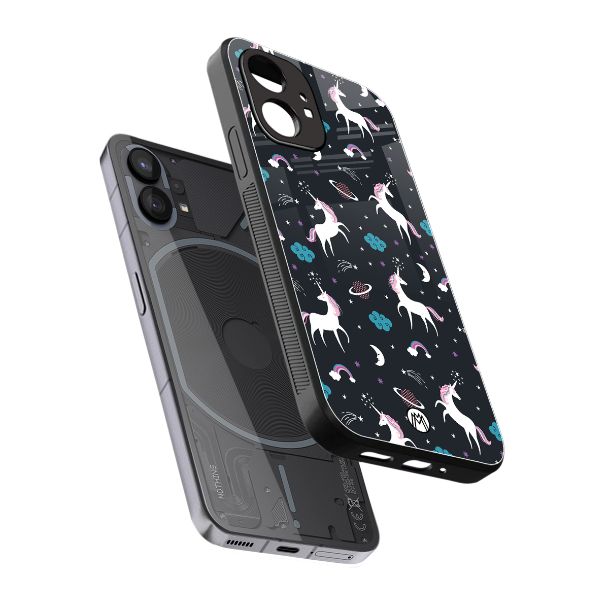 spatial unicorn galaxy back phone cover | glass case for nothing phone 1