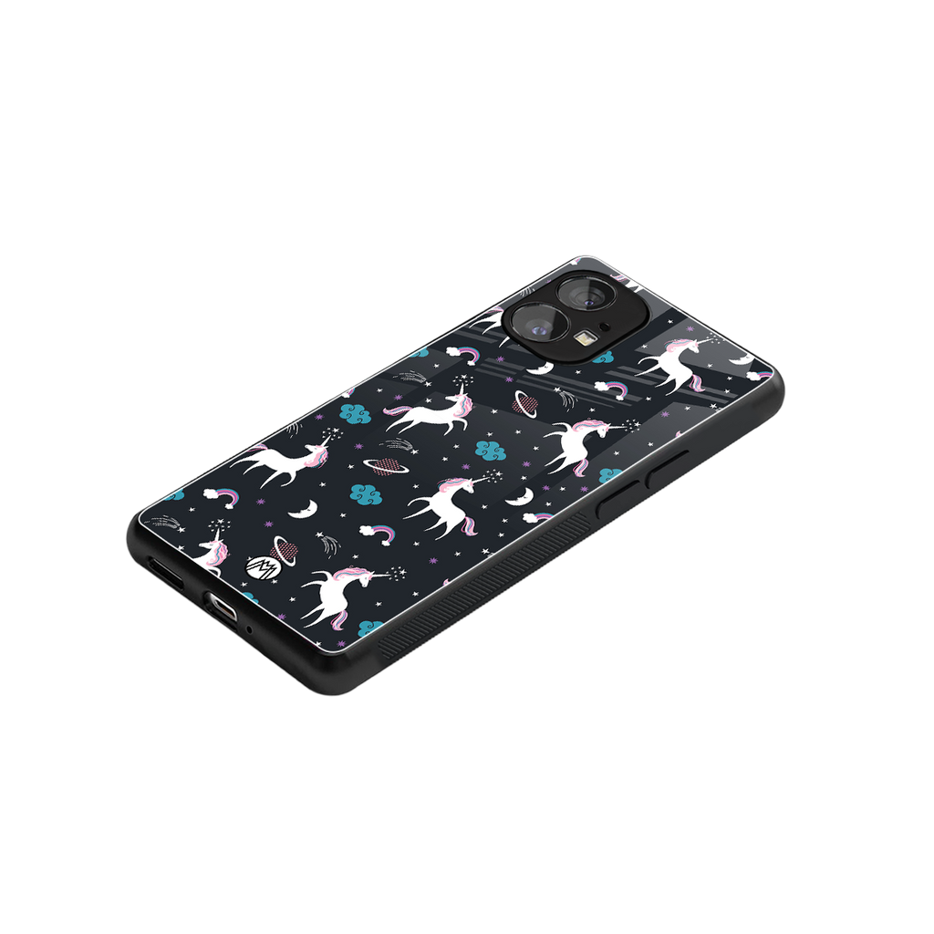 spatial unicorn galaxy back phone cover | glass case for nothing phone 1