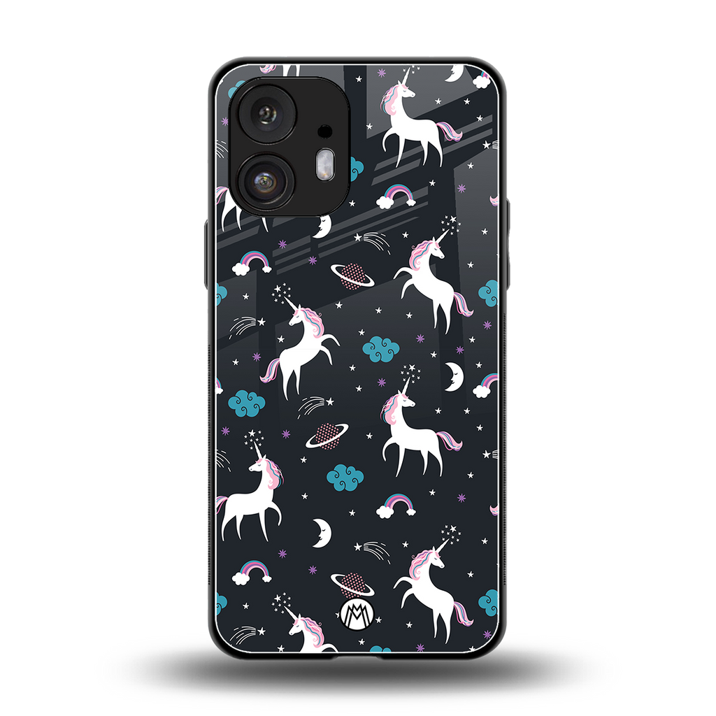 spatial unicorn galaxy back phone cover | glass case for nothing phone 2