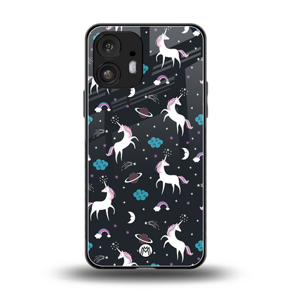 spatial unicorn galaxy back phone cover | glass case for nothing phone 2