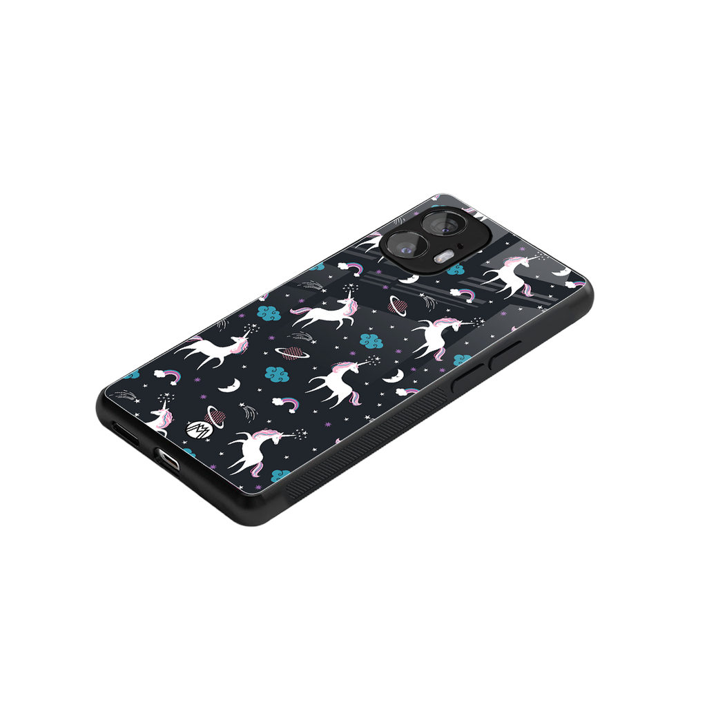 spatial unicorn galaxy back phone cover | glass case for nothing phone 2