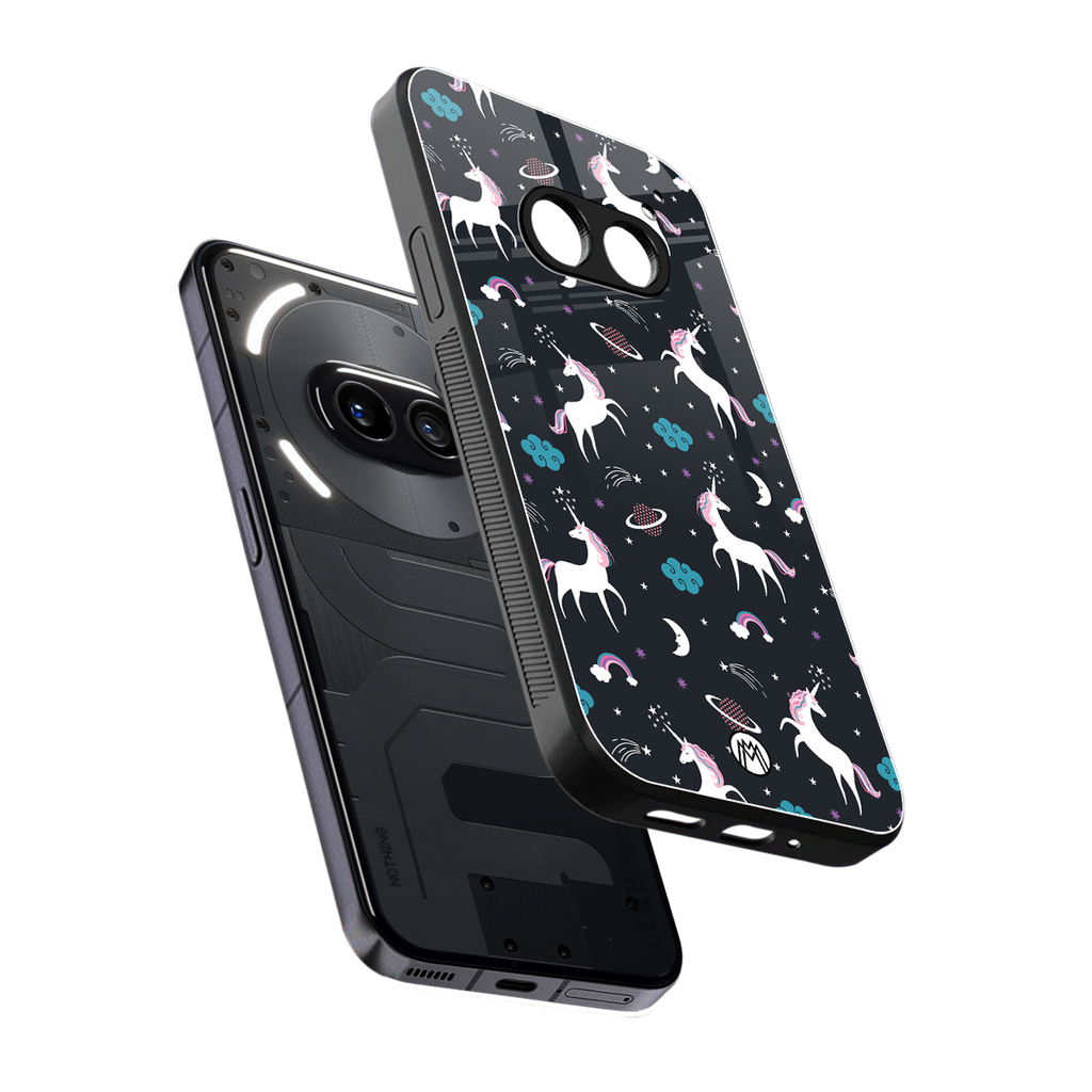 spatial unicorn galaxy back phone cover | glass case for nothing phone 2a