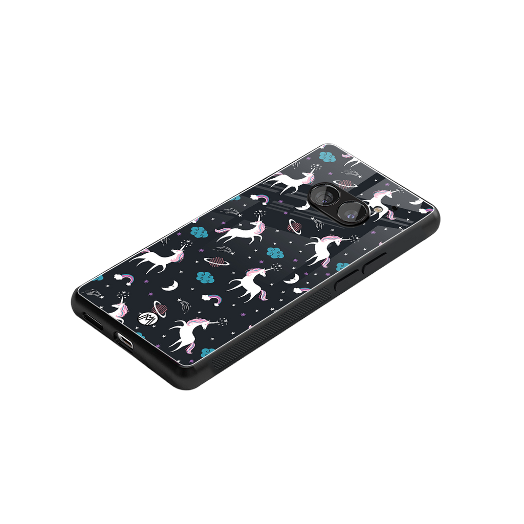 spatial unicorn galaxy back phone cover | glass case for nothing phone 2a