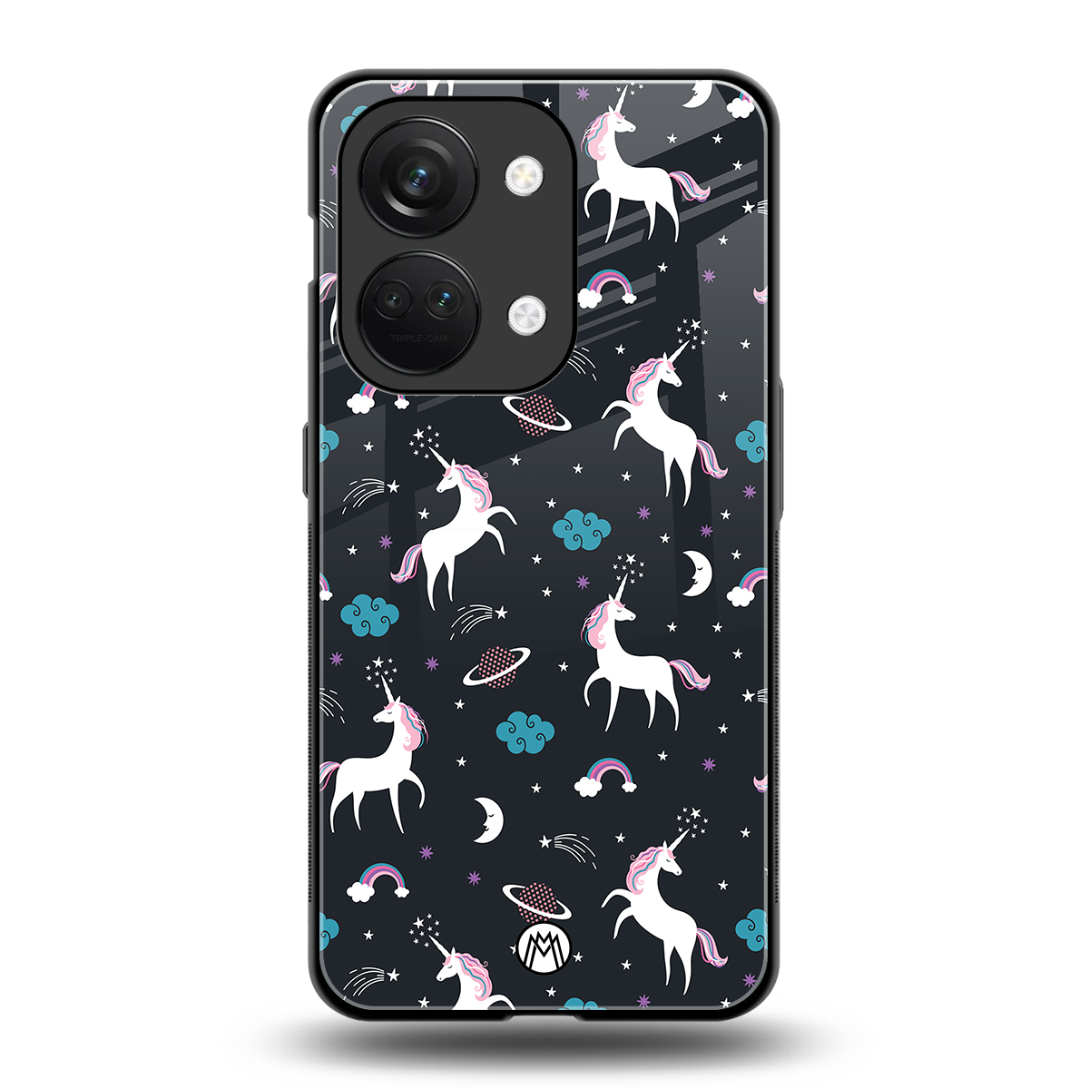 spatial unicorn galaxy back phone cover | glass case for oneplus nord 3