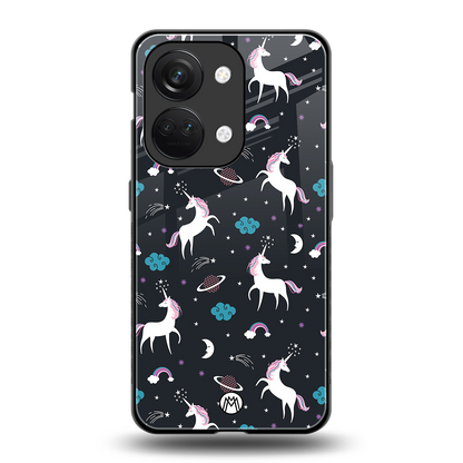 spatial unicorn galaxy back phone cover | glass case for oneplus nord 3
