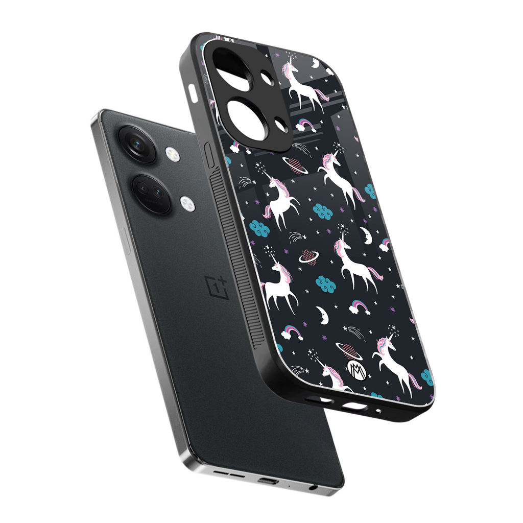 spatial unicorn galaxy back phone cover | glass case for oneplus nord 3