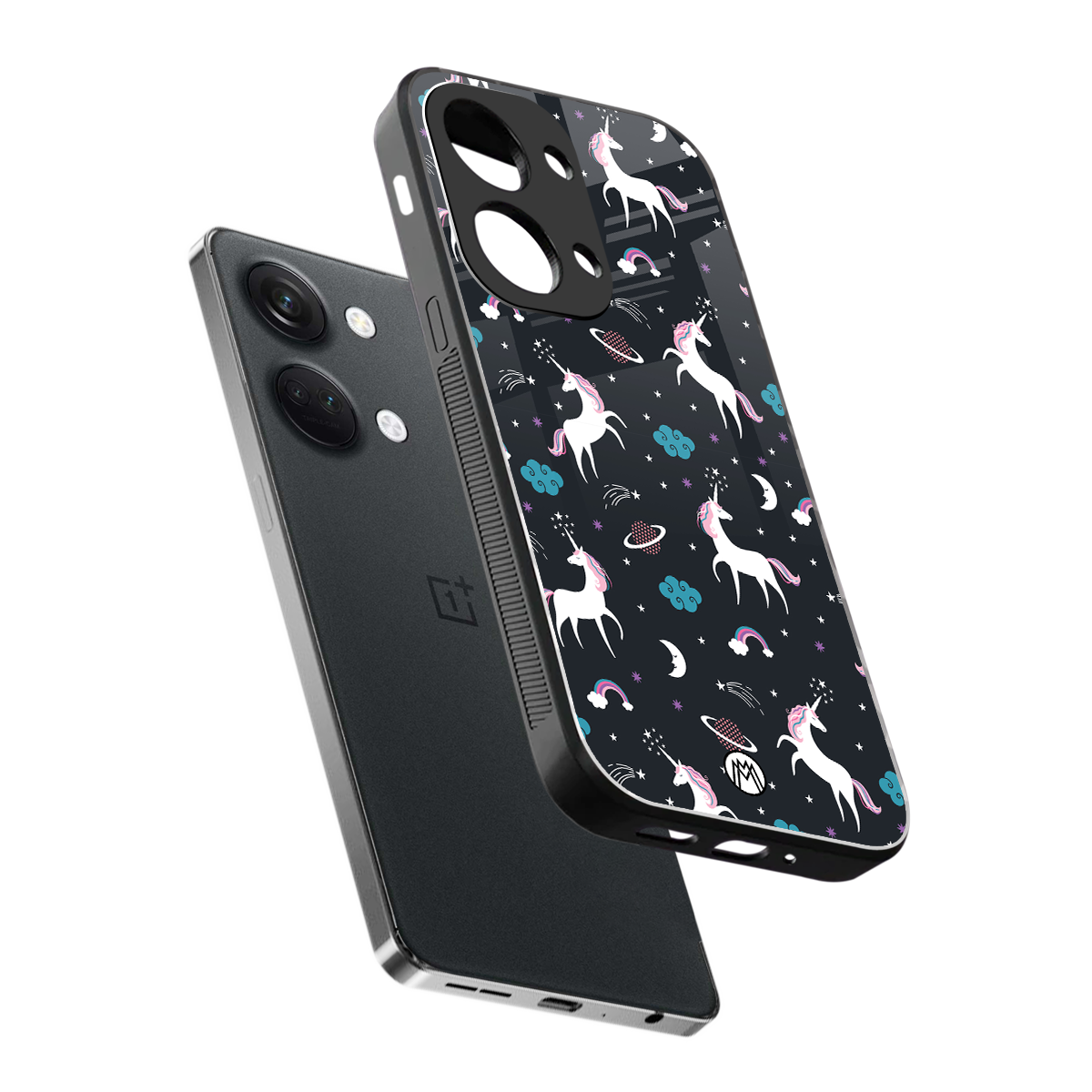 spatial unicorn galaxy back phone cover | glass case for oneplus nord 3