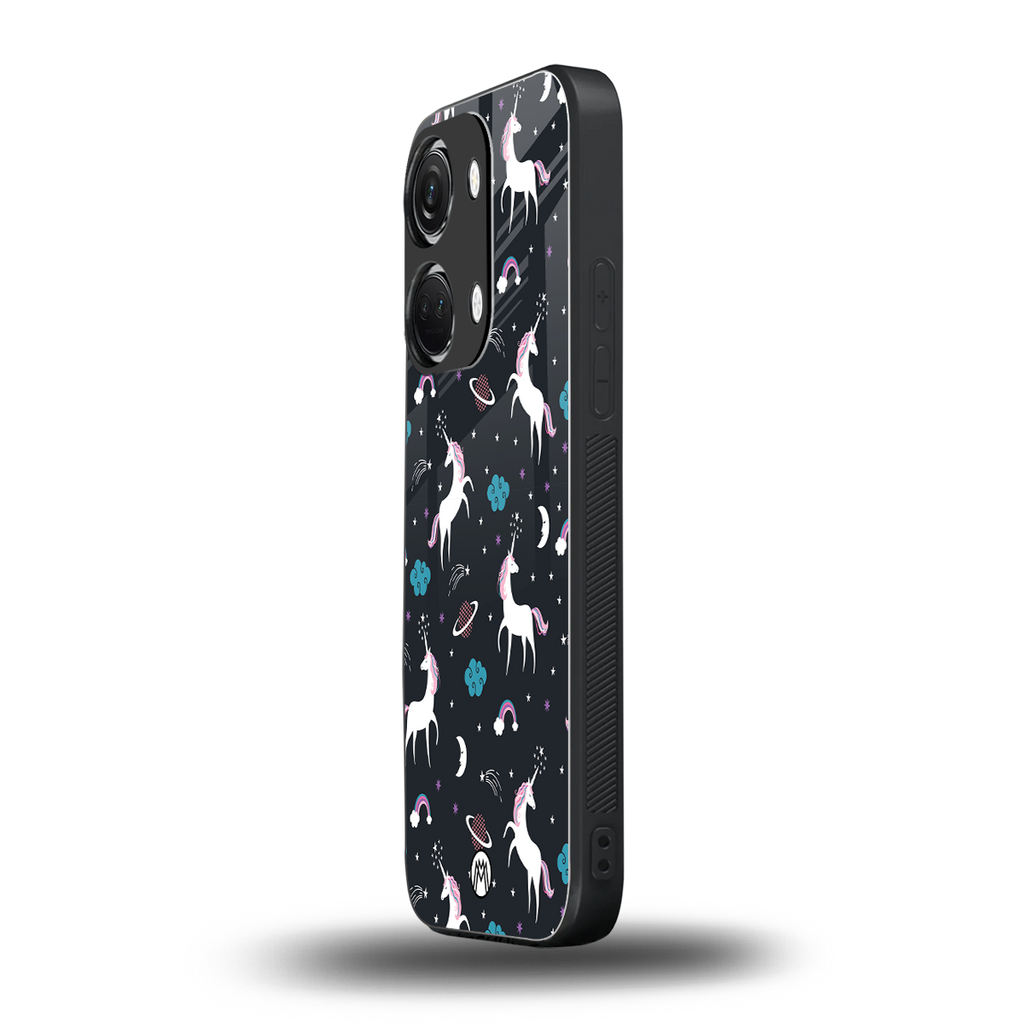 spatial unicorn galaxy back phone cover | glass case for oneplus nord 3