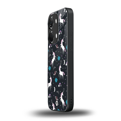 spatial unicorn galaxy back phone cover | glass case for oneplus nord 3