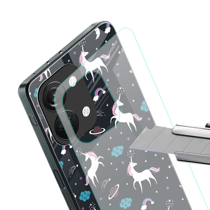 spatial unicorn galaxy back phone cover | glass case for oneplus nord 3