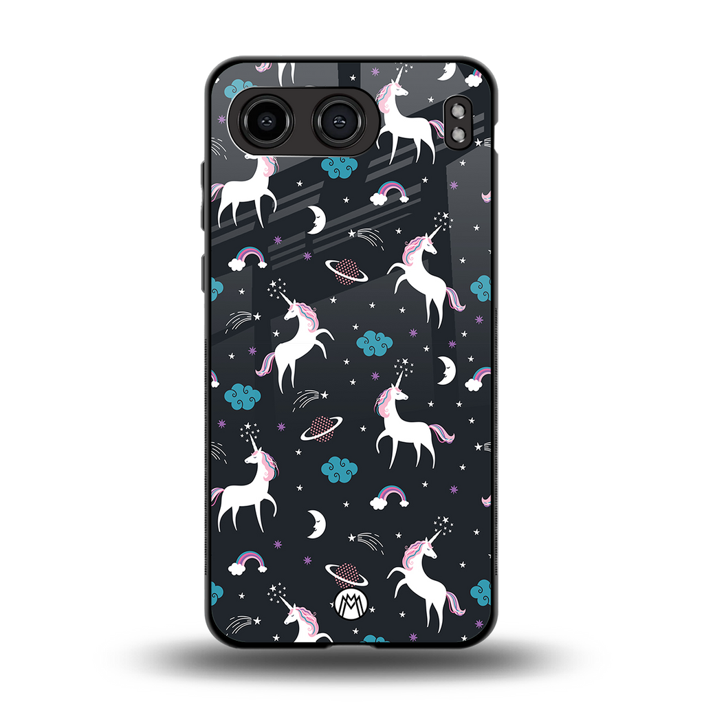 spatial unicorn galaxy back phone cover | glass case for oneplus nord 4