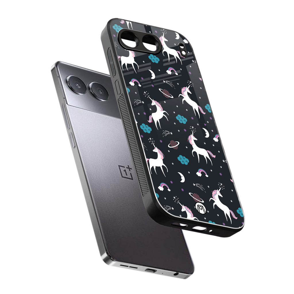 spatial unicorn galaxy back phone cover | glass case for oneplus nord 4