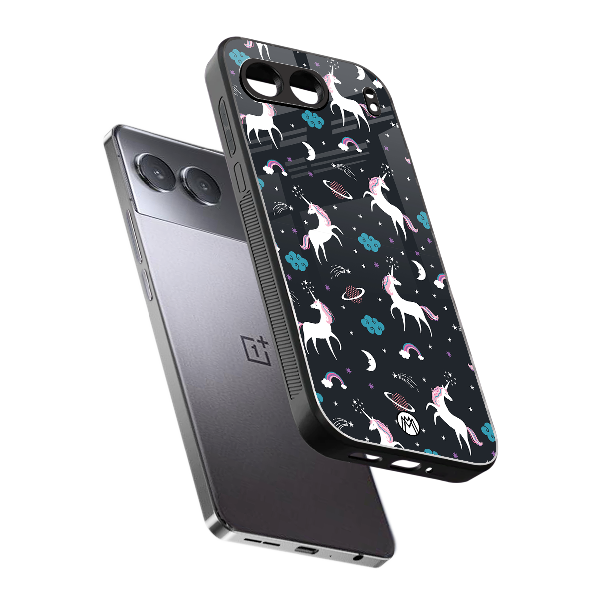 spatial unicorn galaxy back phone cover | glass case for oneplus nord 4