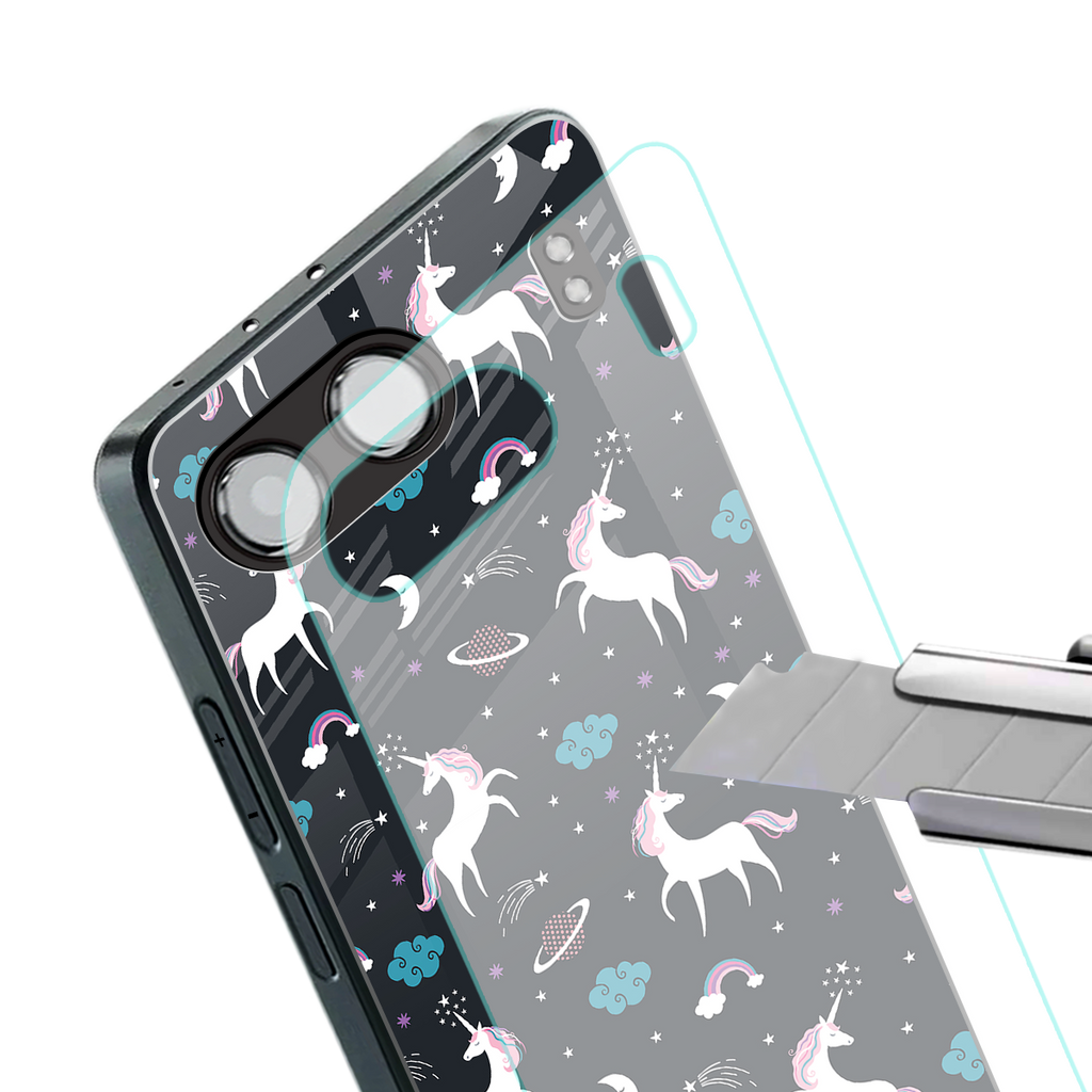 spatial unicorn galaxy back phone cover | glass case for oneplus nord 4