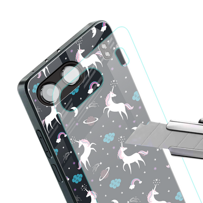 spatial unicorn galaxy back phone cover | glass case for oneplus nord 4