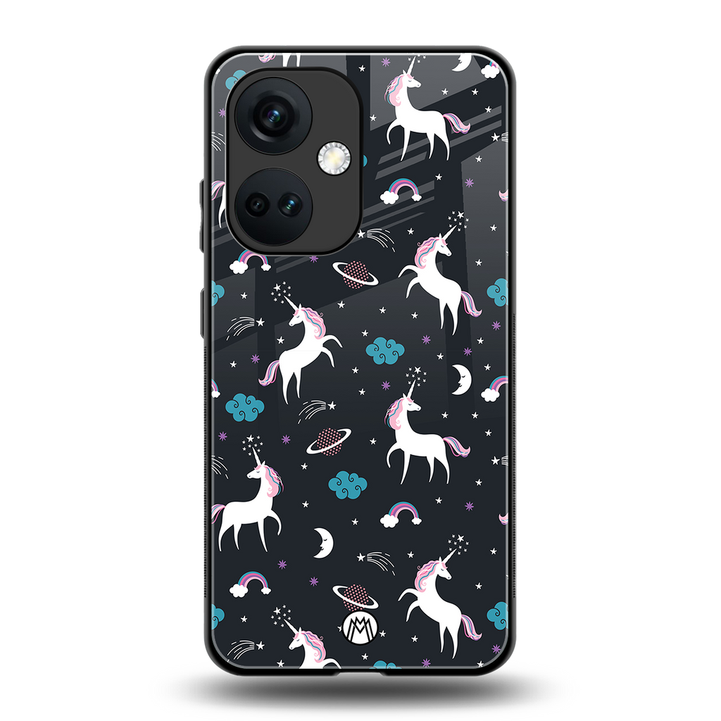 spatial unicorn galaxy back phone cover | glass case for oneplus nord ce 3