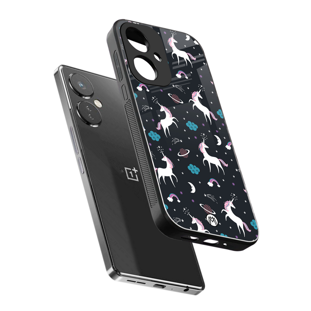 spatial unicorn galaxy back phone cover | glass case for oneplus nord ce 3