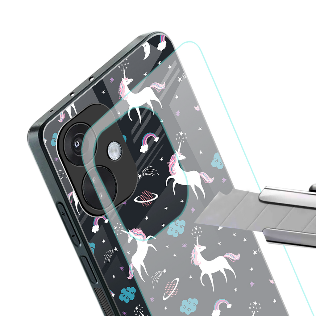 spatial unicorn galaxy back phone cover | glass case for oneplus nord ce 3