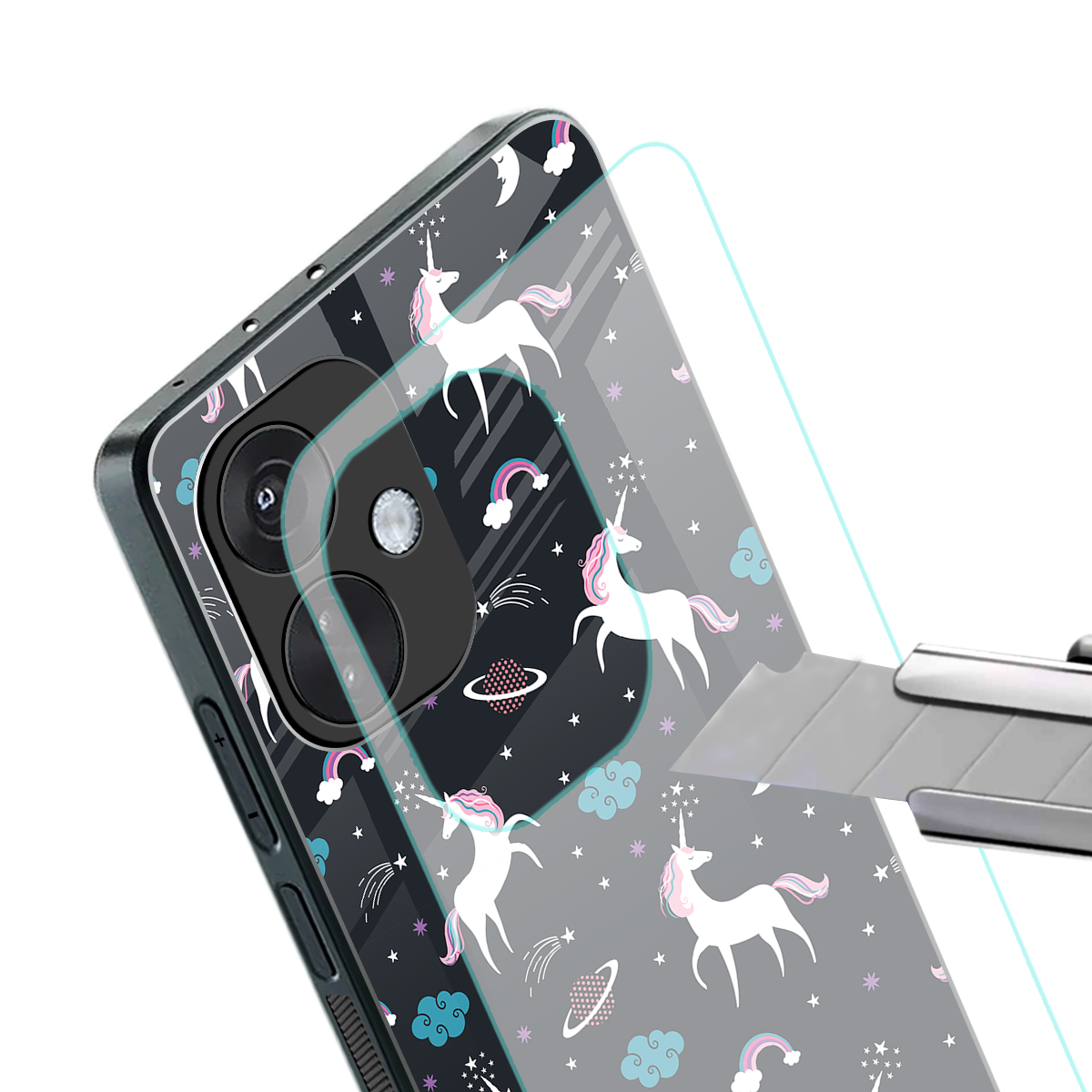 spatial unicorn galaxy back phone cover | glass case for oneplus nord ce 3