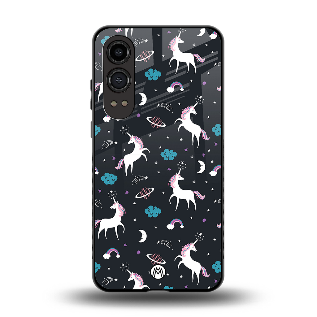spatial unicorn galaxy back phone cover | glass case for oneplus nord ce 4 lite