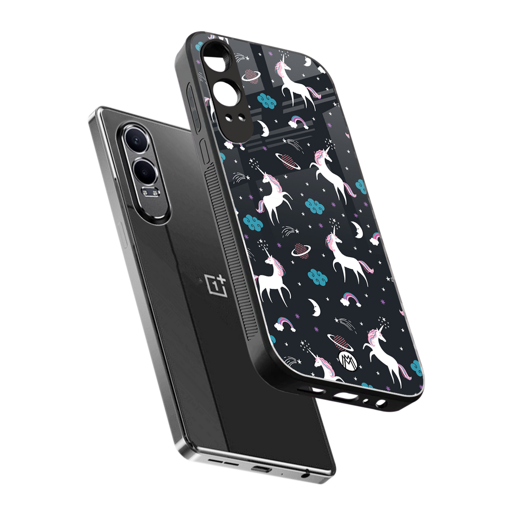 spatial unicorn galaxy back phone cover | glass case for oneplus nord ce 4 lite