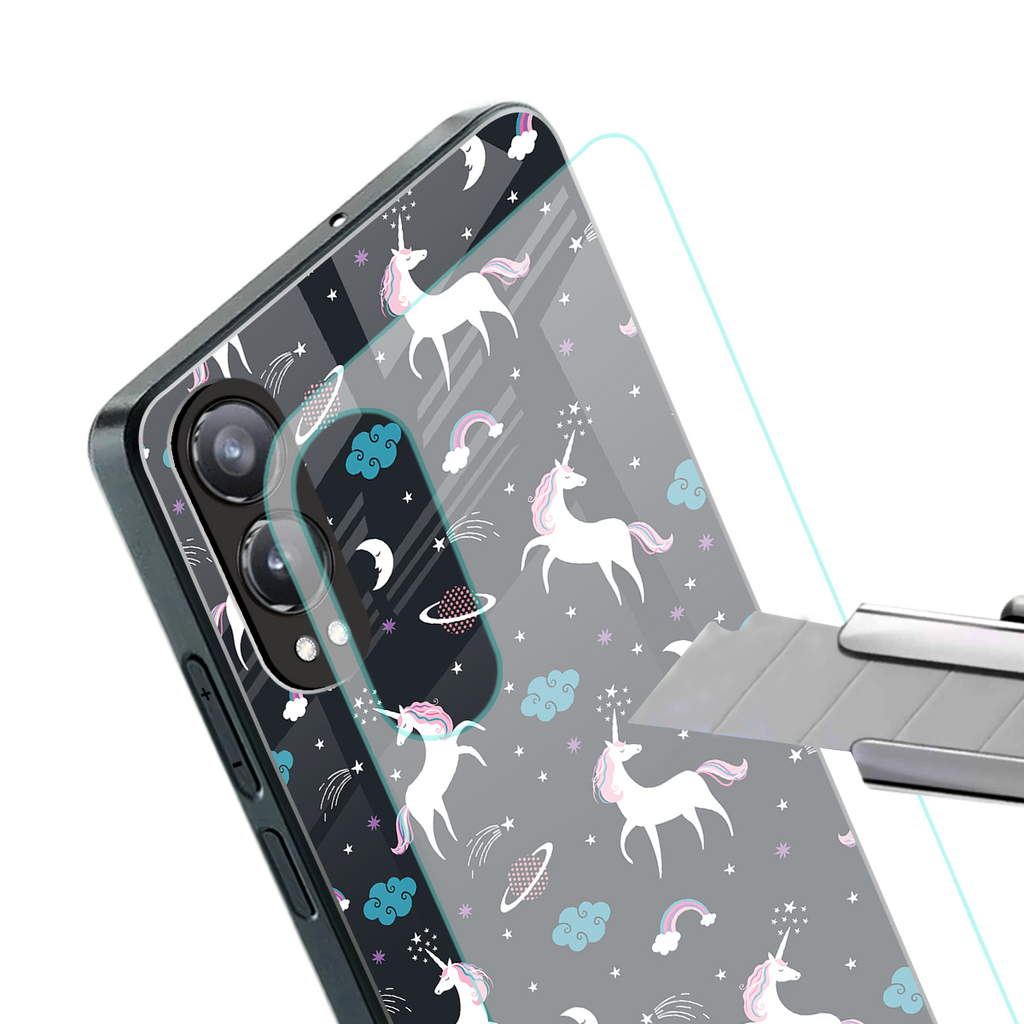 spatial unicorn galaxy back phone cover | glass case for oneplus nord ce 4 lite