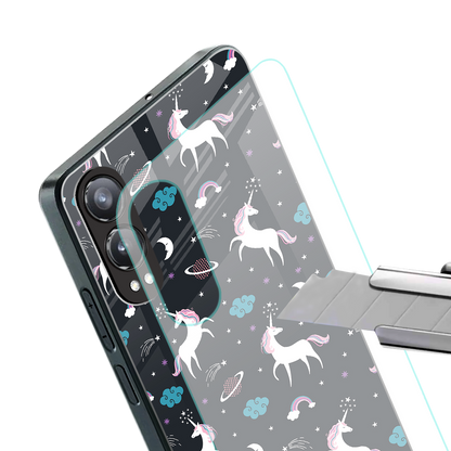 spatial unicorn galaxy back phone cover | glass case for oneplus nord ce 4 lite