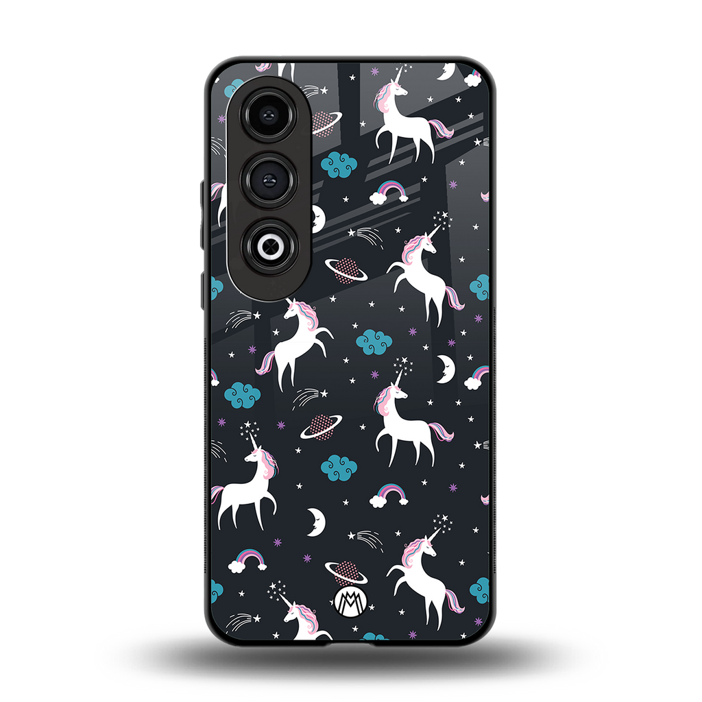 spatial unicorn galaxy back phone cover | glass case for oneplus nord ce 4