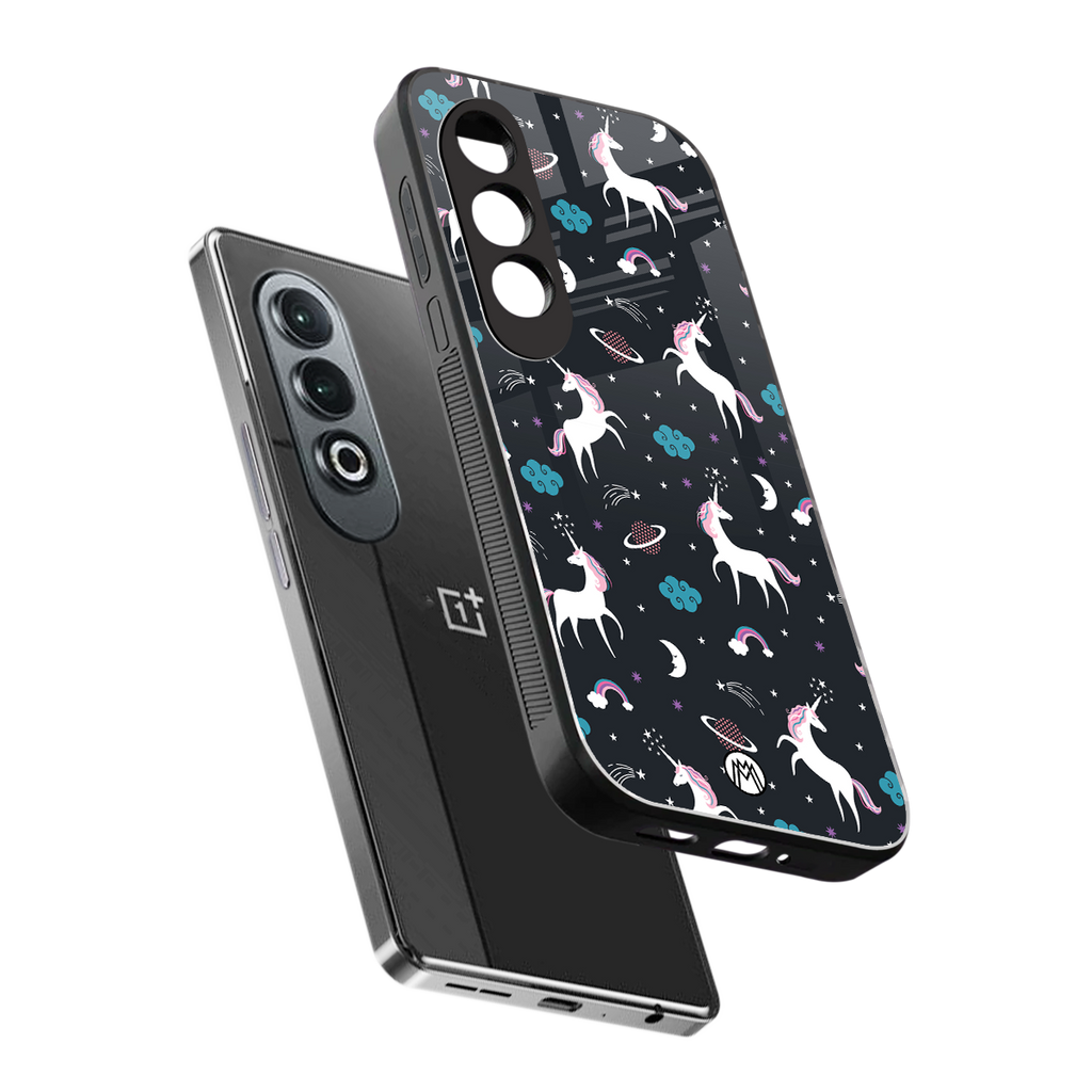 spatial unicorn galaxy back phone cover | glass case for oneplus nord ce 4
