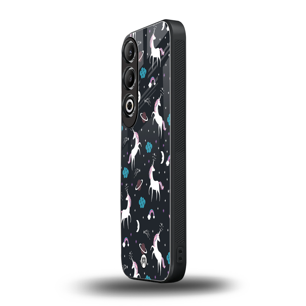 spatial unicorn galaxy back phone cover | glass case for oneplus nord ce 4