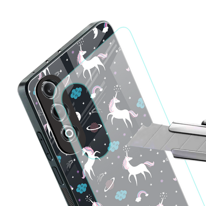 spatial unicorn galaxy back phone cover | glass case for oneplus nord ce 4