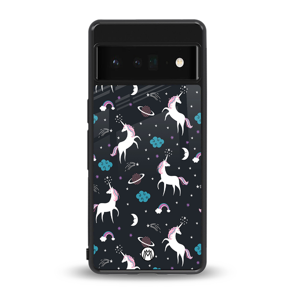 spatial unicorn galaxy back phone cover | glass case for google pixel 6 pro