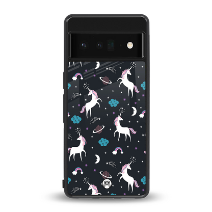 spatial unicorn galaxy back phone cover | glass case for google pixel 6 pro