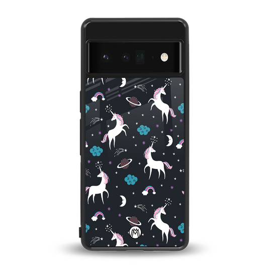spatial unicorn galaxy back phone cover | glass case for google pixel 6 pro