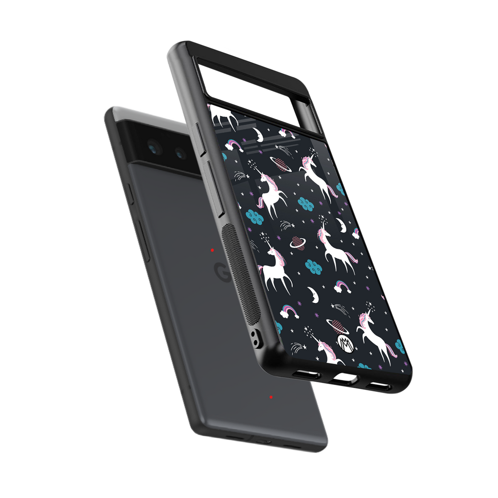 spatial unicorn galaxy back phone cover | glass case for google pixel 6